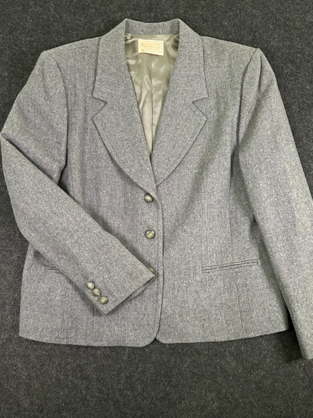 Vintage Pendleton 100% Virgin Wool Blazer Women's Size L/XL Light Gray